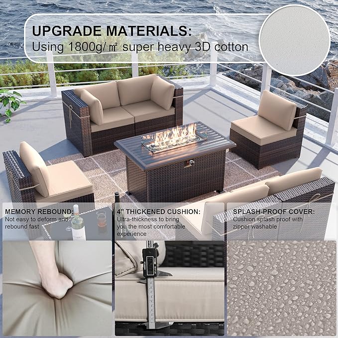 Kullavik 8 Pieces Outdoor Patio Furniture Set - Image 6