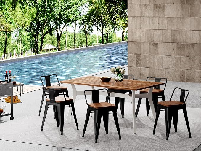 Andeworld 18 inch Outdoor Metal Patio Stools Set of 4, Farmhouse Kitchen - Image 6