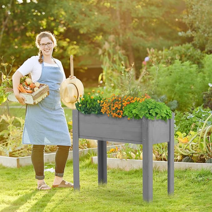 Raised Garden Bed with Legs, Outdoor Wood Elevated Planter Box, Thick Legs - Image 9