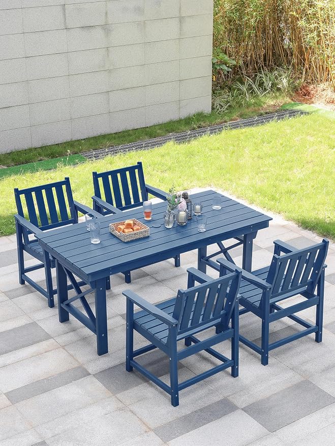 5 Pieces HDPE Patio Dining Set, Outdoor Table and Chairs - Image 9