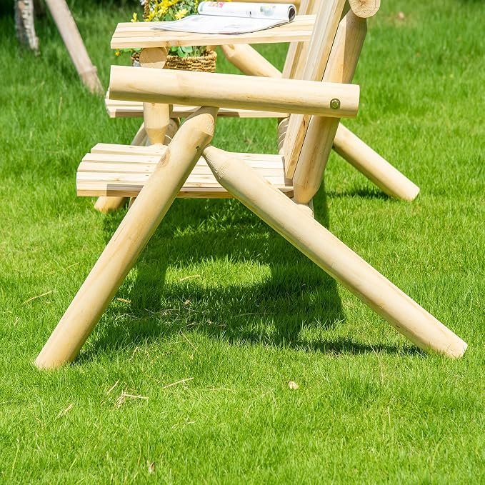 Outsunny 2-Seat Wooden Adirondack Chair, Patio Bench - Image 9