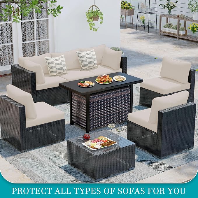 12Pcs Stretch Patio Cushion Covers, Outdoor Couch Cushion Covers Replacement - Image 4