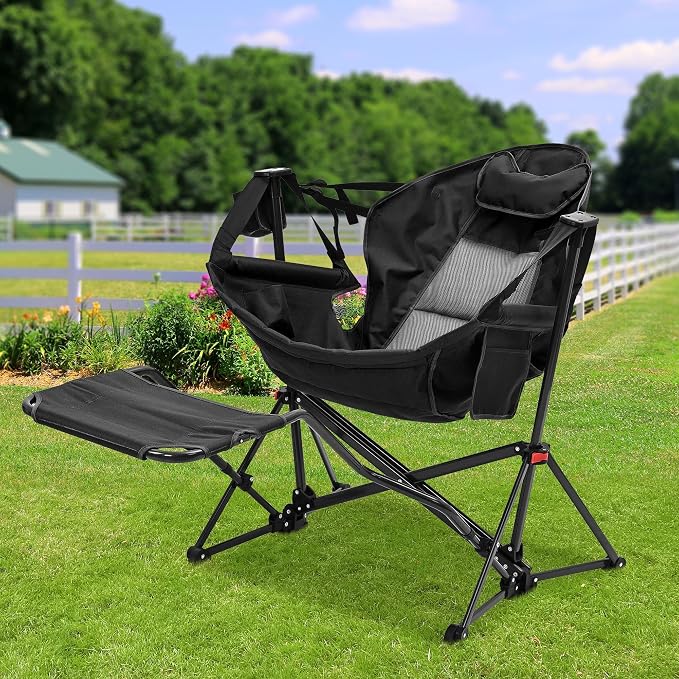 Ainfox Hammock Chair with Footrest, Oversized Swinging Portable Folding Camping by Ainfox