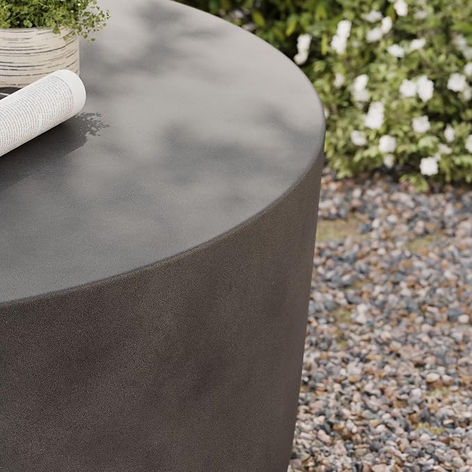 Modway Brion 34 Inch Round Concrete Coffee Table – Indoor/Outdoor Tapered - Image 6