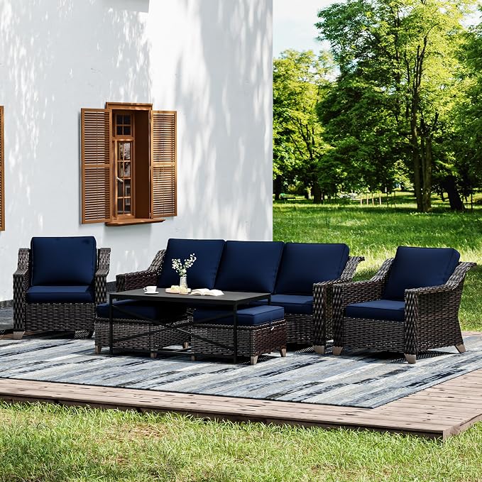 Joyside Wicker Patio Furniture Sets, 6 Pieces Upgraded Large Size Outdoor by Joyside