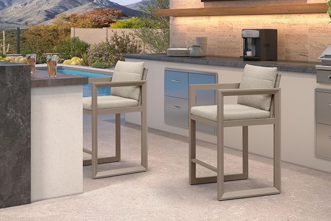 PURPLE LEAF Outdoor Counter Height Bar Stools Set of 4 27 Inch Modern Aluminum - Image 2