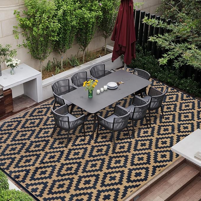 SAND MINE Reversible Mats, Plastic Straw Rug, Modern Area Rug, Large Floor Mat by SANDMIND