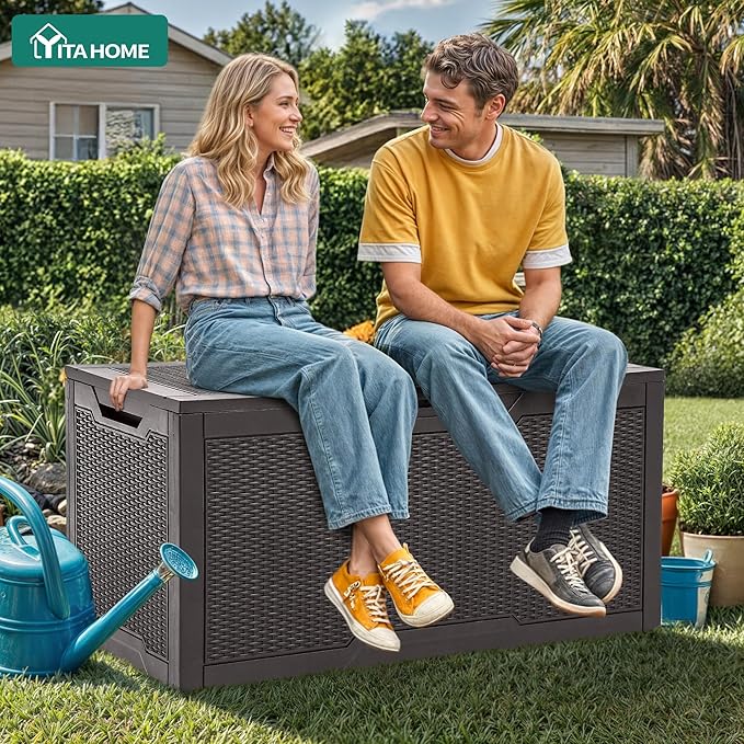 YITAHOME 100 Gallon Outdoor Storage Box, Large Water Resistant Resin Deck Box - Image 4