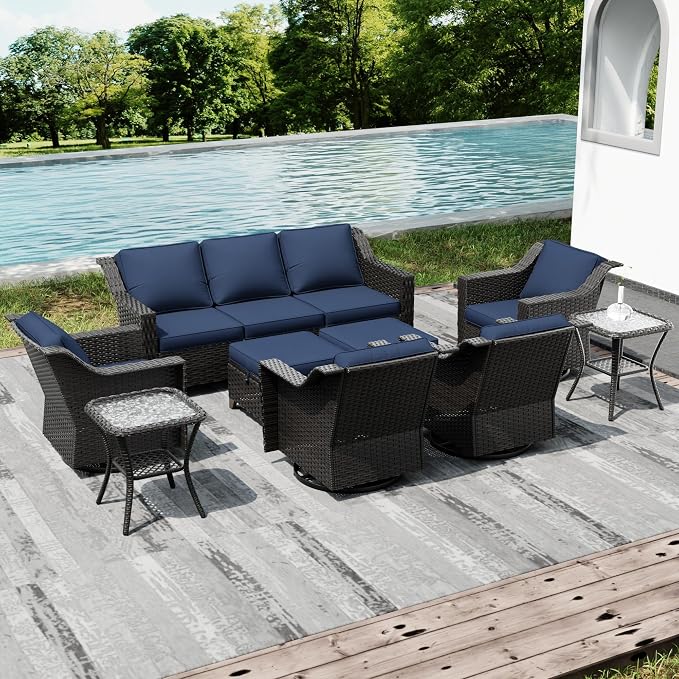 Joyside Wicker Patio Furniture Sets, 9 Pieces Upgraded Large Size Outdoor - Image 7