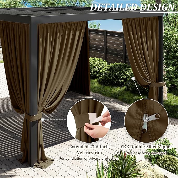 Gazebo Universal Replacement Privacy Curtain, 4-Panels Sidewall Curtains - Image 4