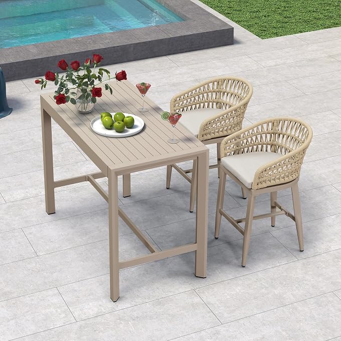 PURPLE LEAF Outdoor Rattan 24" Counter Height Bar Stools Chair Set of 2 - Image 8