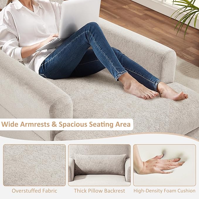 Oversized Chaise Lounge Chair Set of 2, Cloud Fluffy Chaise Sofa Recliner - Image 4