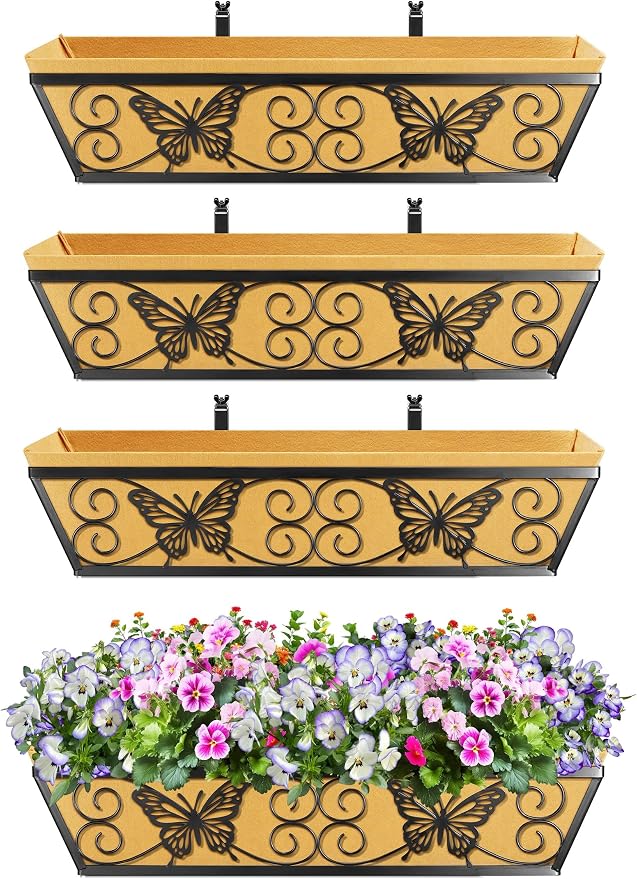 4 Pack 24 Inch Window Boxes Planters Railing Planter Box - Image 5