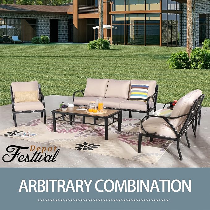 Festival Depot Patio Coffee Table Square Metal Table - Image 6