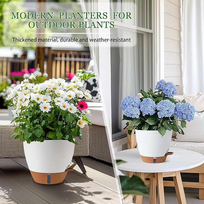 Self Watering Pots for Inoor Ourdoor Plants 10/9/8/7/6.5 Inch Plastic Planters - Image 8