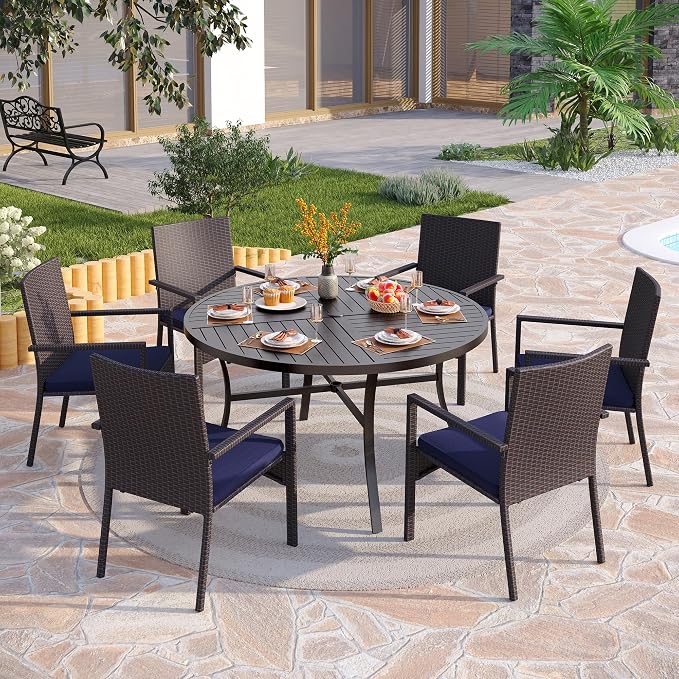 PHI VILLA 7 Pieces Outdoor Round Dining Set - Image 2