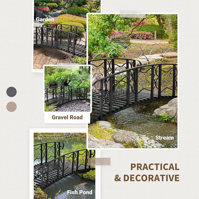 Outsunny 6' Metal Arch Backyard Garden Bridge - Image 6