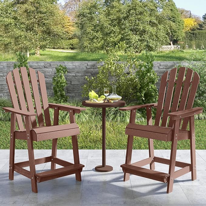 Tangkula Outdoor Bar Stool, HDPE Tall Adirondack Chair - Image 2