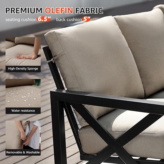 NATURAL EXPRESSIONS 6 Pieces Patio Furniture Sets, Outdoor Furniture Sets Metal - Image 3