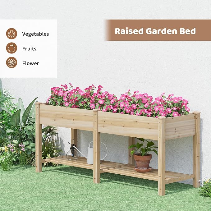 FILWH Raised Garden Bed with Legs Elevated Wooden Planter Box Stand Large - Image 2