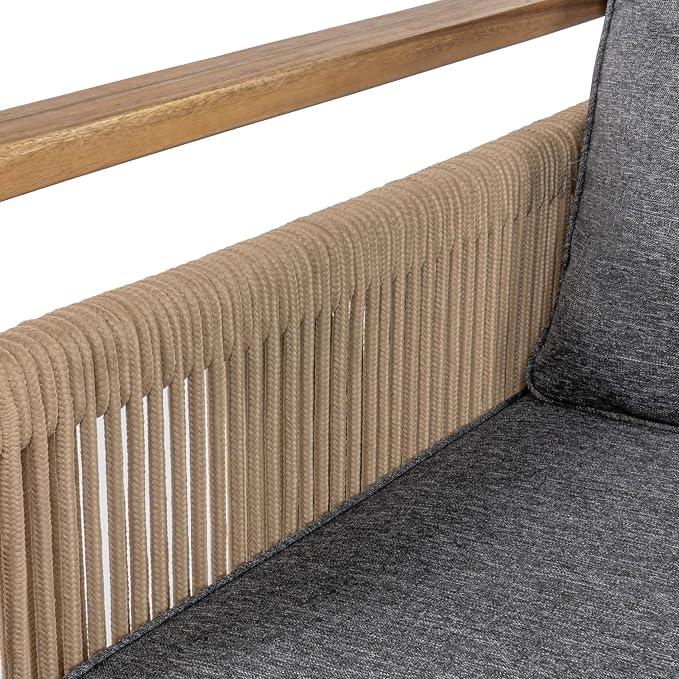 JONATHAN Y SFB1002B Gable 3-Seat Mid-Century Modern Roped Acacia Wood Outdoor - Image 7