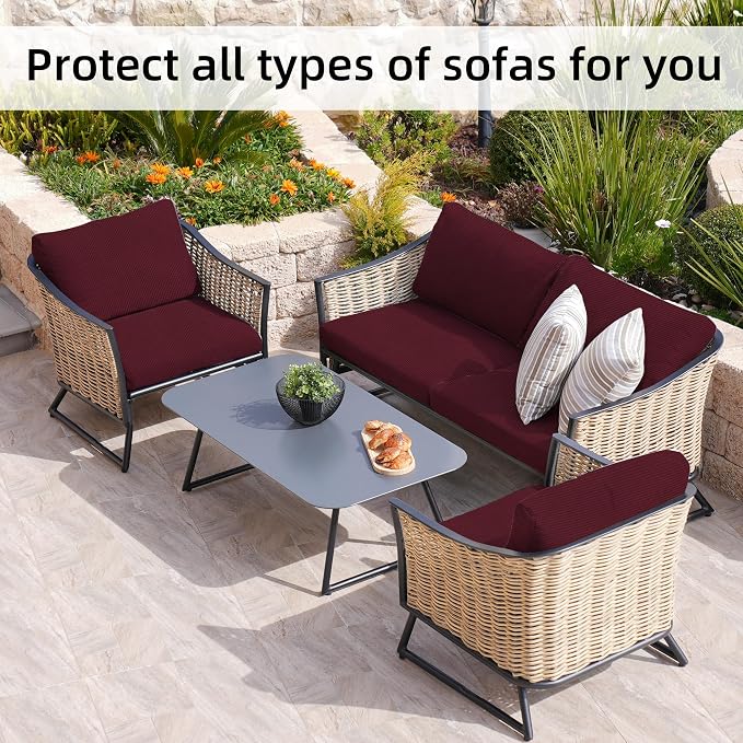 8Pcs Stretch Patio Cushion Covers, Outdoor Couch Covers Replacement, Outdoor - Image 4