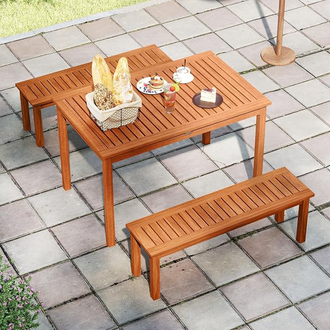 Tangkula Outdoor Wood Bench, 2-Person Backless Patio Garden Bench - Image 9