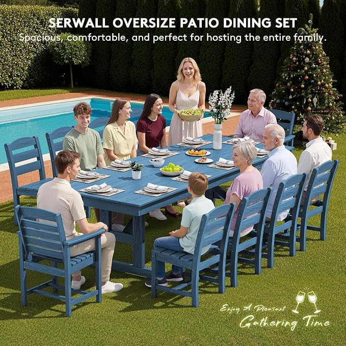 SERWALL 11 Piece Outdoor Dining Set - Image 6