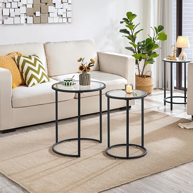 Yaheetech Round Nesting End Table Set of 2, Stacking Side Tables, Coffee Tables - Image 7