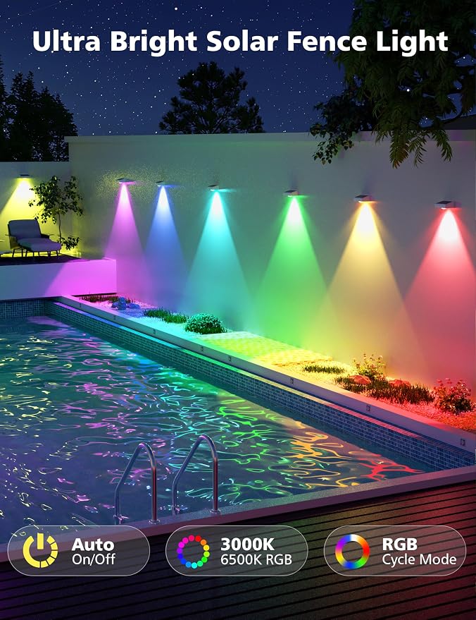 VOLISUN Solar Fence Lights, Fence Lights Solar Powered, IP65 Waterproof LED - Image 6