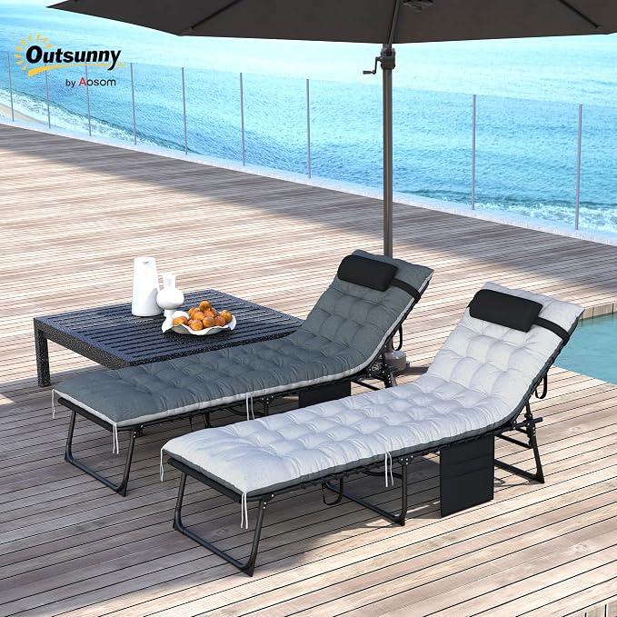 Outsunny Chaise Lounge Chair Outdoor Set of 2, 5-Position Adjustable Outdoor - Image 2