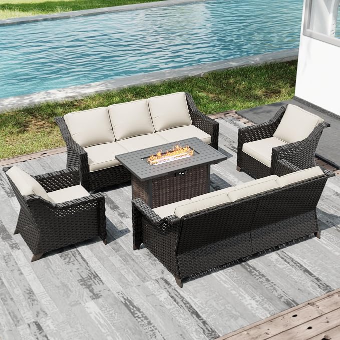 Joyside Wicker Patio Furniture Sets, 5 Pieces Upgraded Large Size Outdoor - Image 6