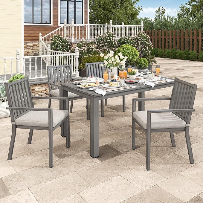 Wisteria Lane 5 Pieces Outdoor Dining Table Set, Aluminum Patio Table and - Image 4