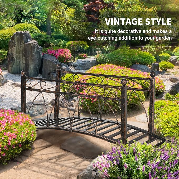 Outsunny 3.3' Metal Arch Zen Garden Bridge - Image 4