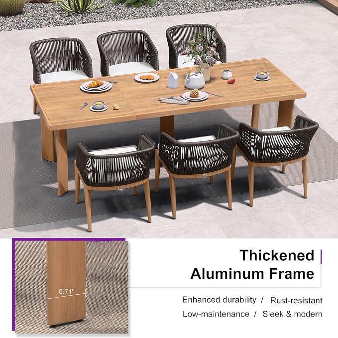 PURPLE LEAF Patio Dining Set 9 Pieces Furniture Set Aluminum Rattan Wicker - Image 4