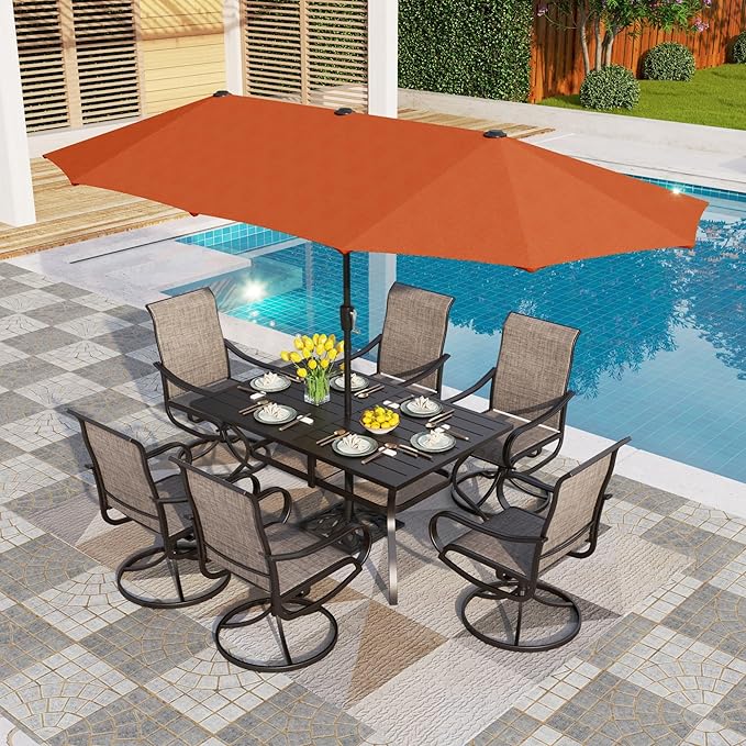 PHI VILLA 8 PCS Patio Table Chairs Set by PHIVILLAThepioneerofcomfortablehouseholdsupplies