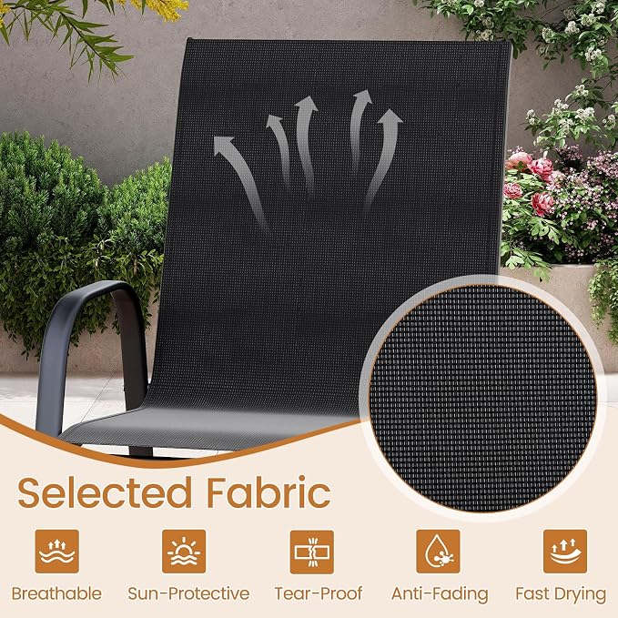 Tangkula Outdoor Bar Stools Set of 4, Enlarged Seat & Metal Frame, Tall Patio - Image 5