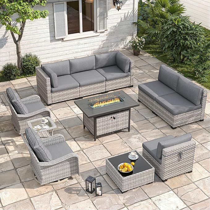 8-Seat Outdoor Wicker Patio Furniture Set by MASIONBACKYARDS