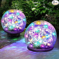 Solar Garden Lights, 2 Pack 80 LED Colored Cracked Glass by Keevvon