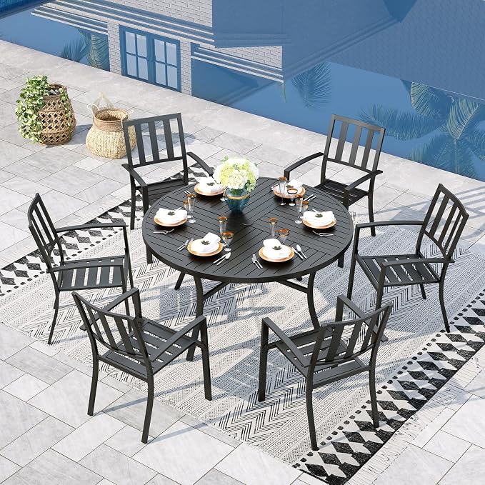 Sophia & William Round Patio Table and Chairs Set, Outdoor Dining Set by SophiaWilliam