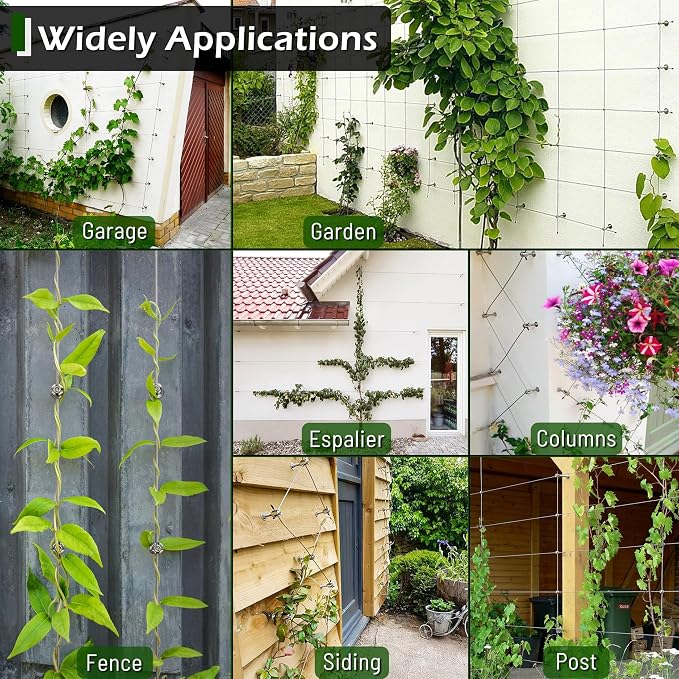 Wire Trellis for Climbing Plants Outdoor, 12-Set Wall Wire Trellis Kit - Image 7
