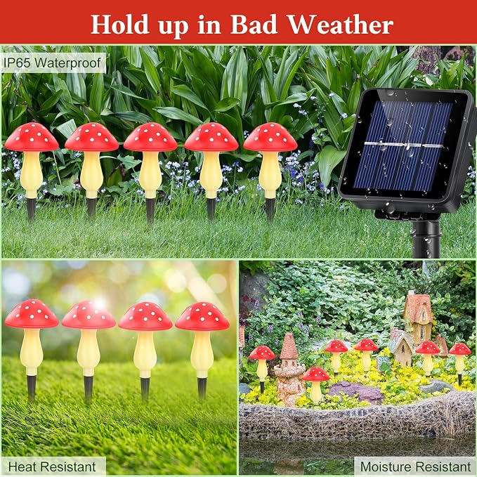 Mushroom Solar Lights Outdoor Waterproof, Whimsical and Cute Solar Mushrooms - Image 5