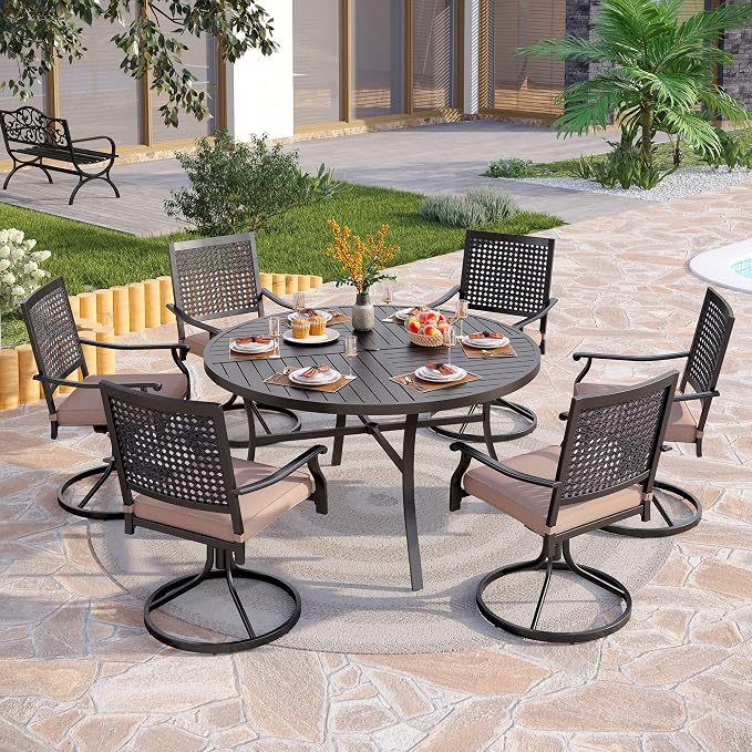 PHI VILLA 7 Pieces Outdoor Round Dining Set - Image 2