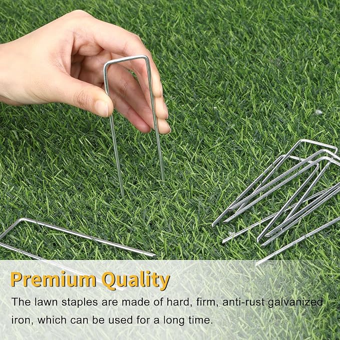 HongWay 60 Pack 4 Inch Landscape Staples, Garden Staples 12 Gauge Galvanized - Image 5