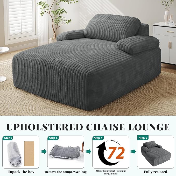 YITAHOME 67"L x 55"W Chaise Lounge Chair Indoor, Oversized Corduroy Upholstered - Image 7