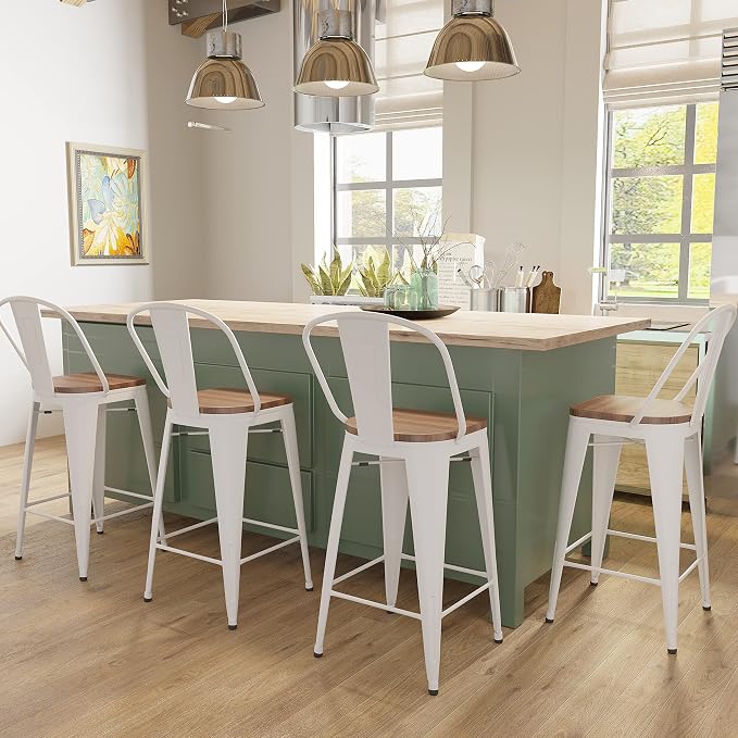 Aklaus Metal Bar Stools Set of 4, 26 inch Barstools Counter Height Bar Stool - Image 3