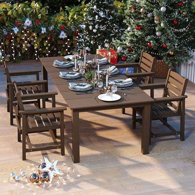 5-Piece Brown Outdoor Dining Set - Image 9