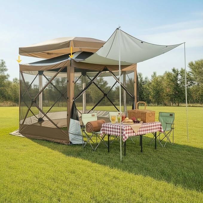 COBIZI 12x12 FT Pop Up Canopy Extendable Tent, Gazebos On Clearance, Screened by COBIZI