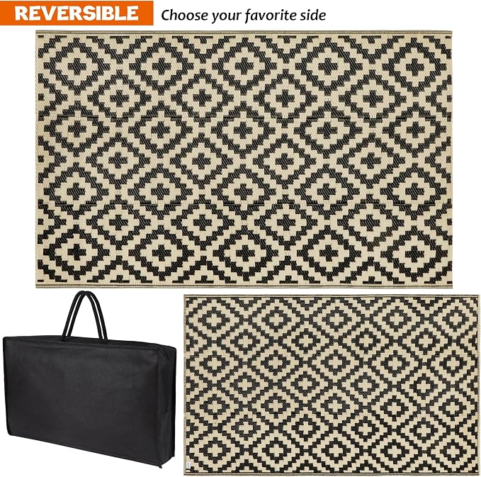 SAND MINE Reversible Mats, Plastic Straw Rug, Modern Area Rug, Large Floor Mat - Image 4