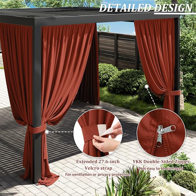 Gazebo Universal Replacement Privacy Curtain, 4-Panels Sidewall Curtains - Image 4